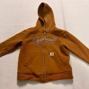 ~~Carhartt Boys 24M Brown Fleece Lined Logo Full Zipper Hoodie